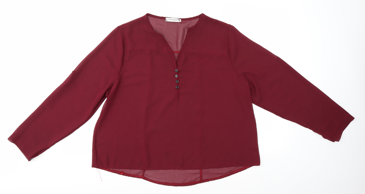 Preworn Womens Red   Basic Blouse Size 2XL