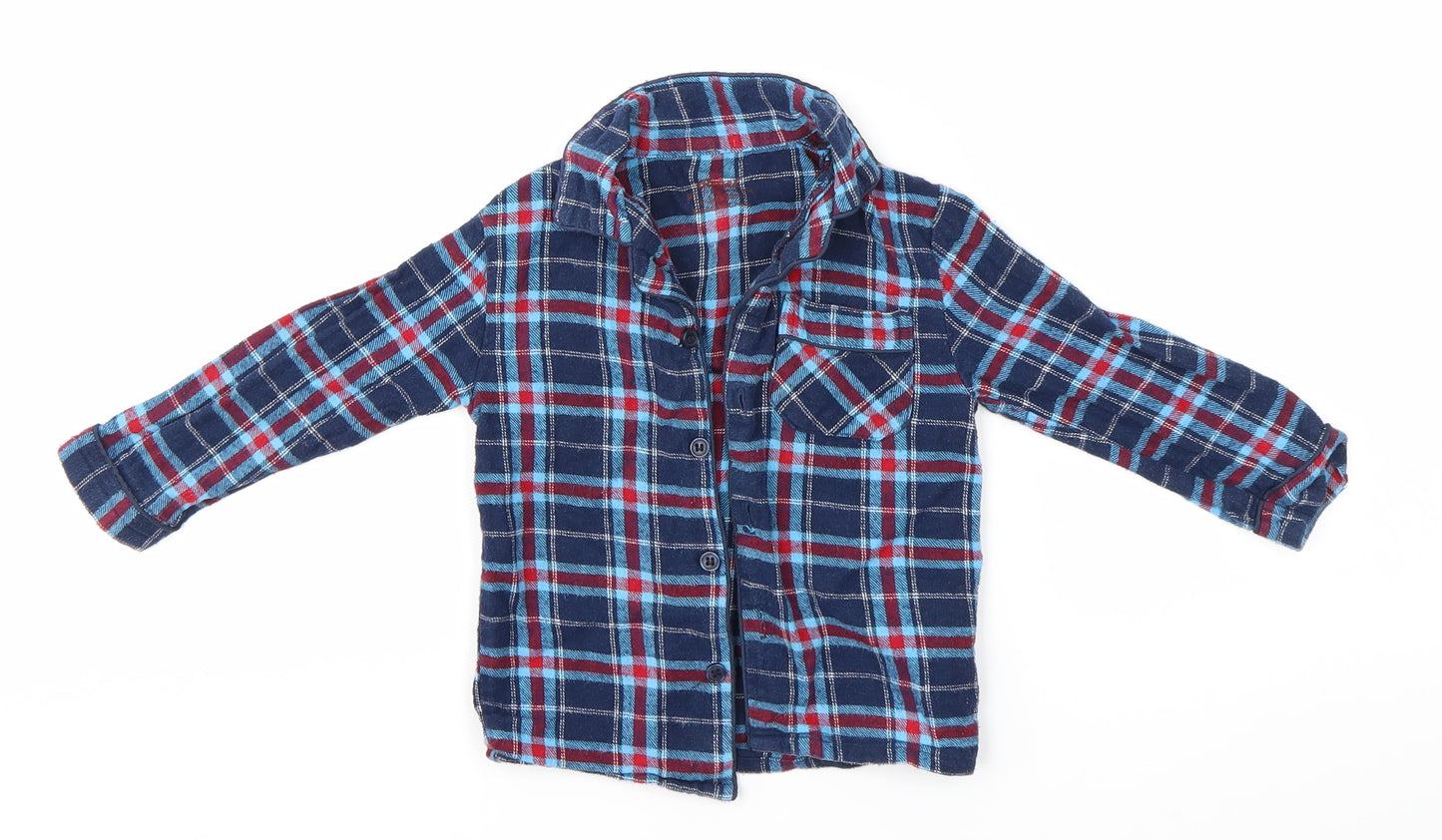 Primark Boys Blue Check   Pyjama Top Size 2-3 Years