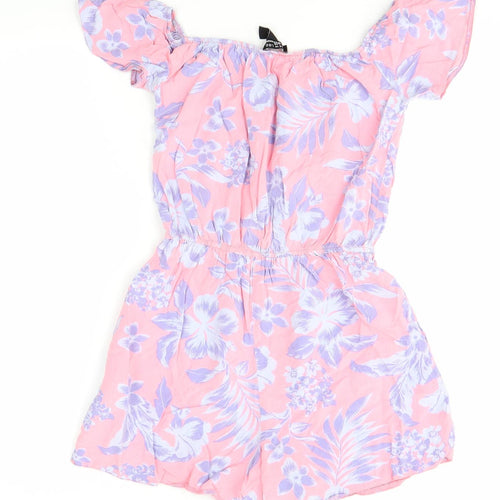 New Look Girls Pink Floral  Playsuit One-Piece Size 13 Years
