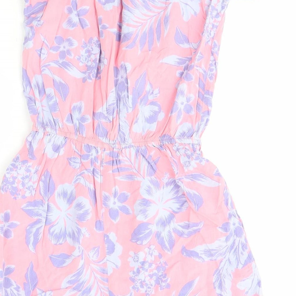 New Look Girls Pink Floral  Playsuit One-Piece Size 13 Years