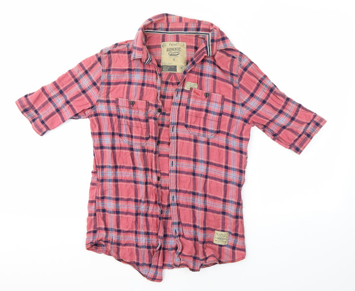NEXT Mens Pink Check   Button-Up Size S