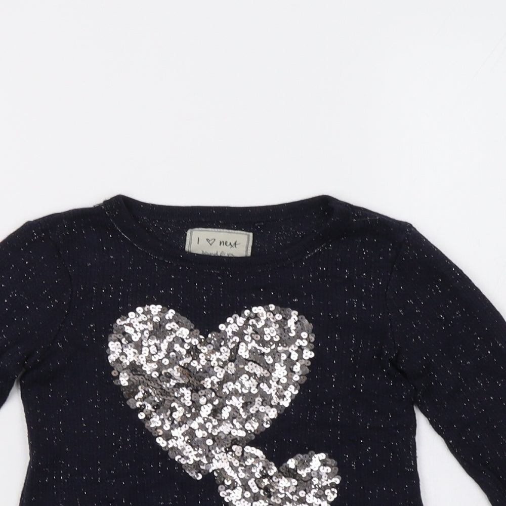 NEXT Girls Blue   Pullover Jumper Size 6 Years  - Heart