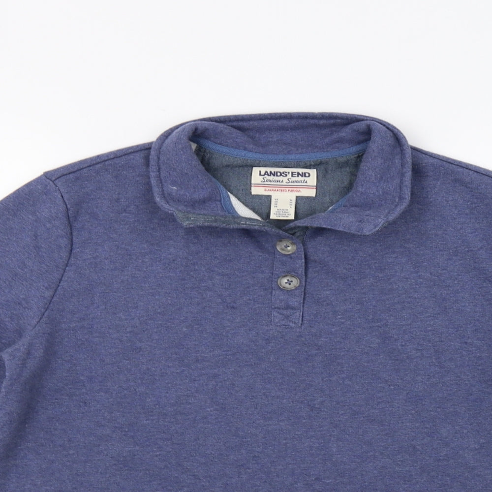 Lands' End Mens Blue   Henley Hoodie Size M