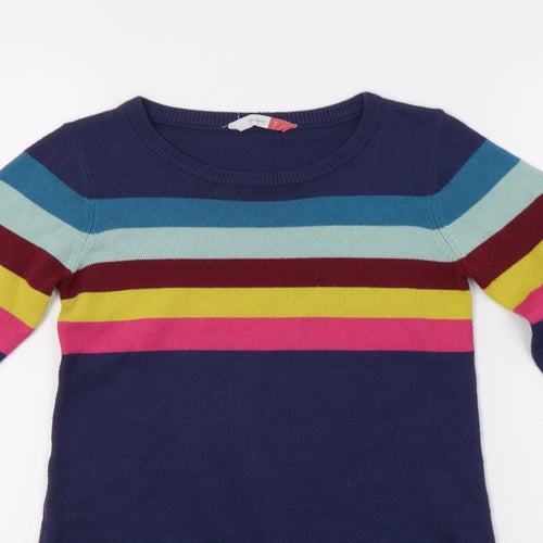 John Lew Girls Blue Striped  Jumper Dress  Size 7 Years