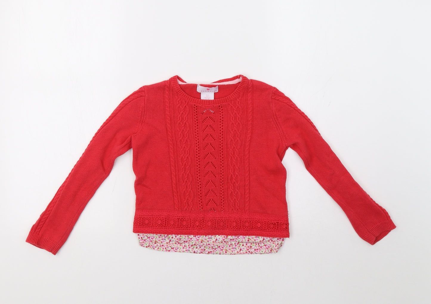Lulurain Girls Red Floral  Pullover Jumper Size 4-5 Years