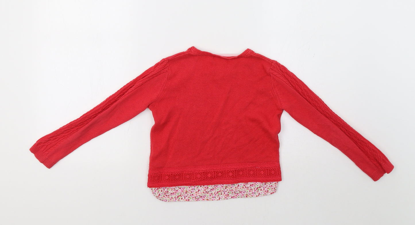 Lulurain Girls Red Floral  Pullover Jumper Size 4-5 Years