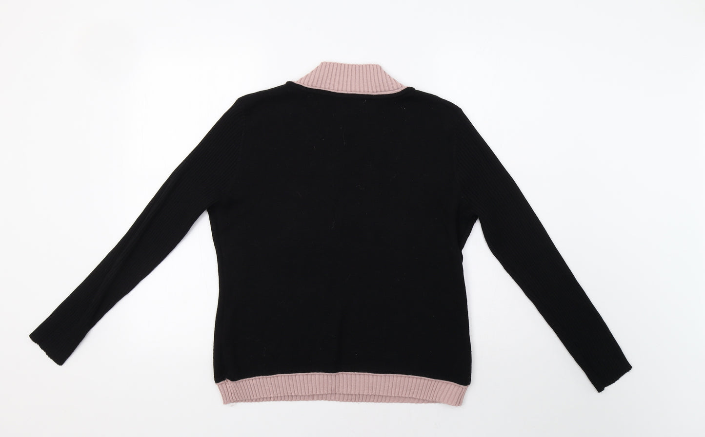 Afibel Womens Black Floral  Pullover Jumper Size 16