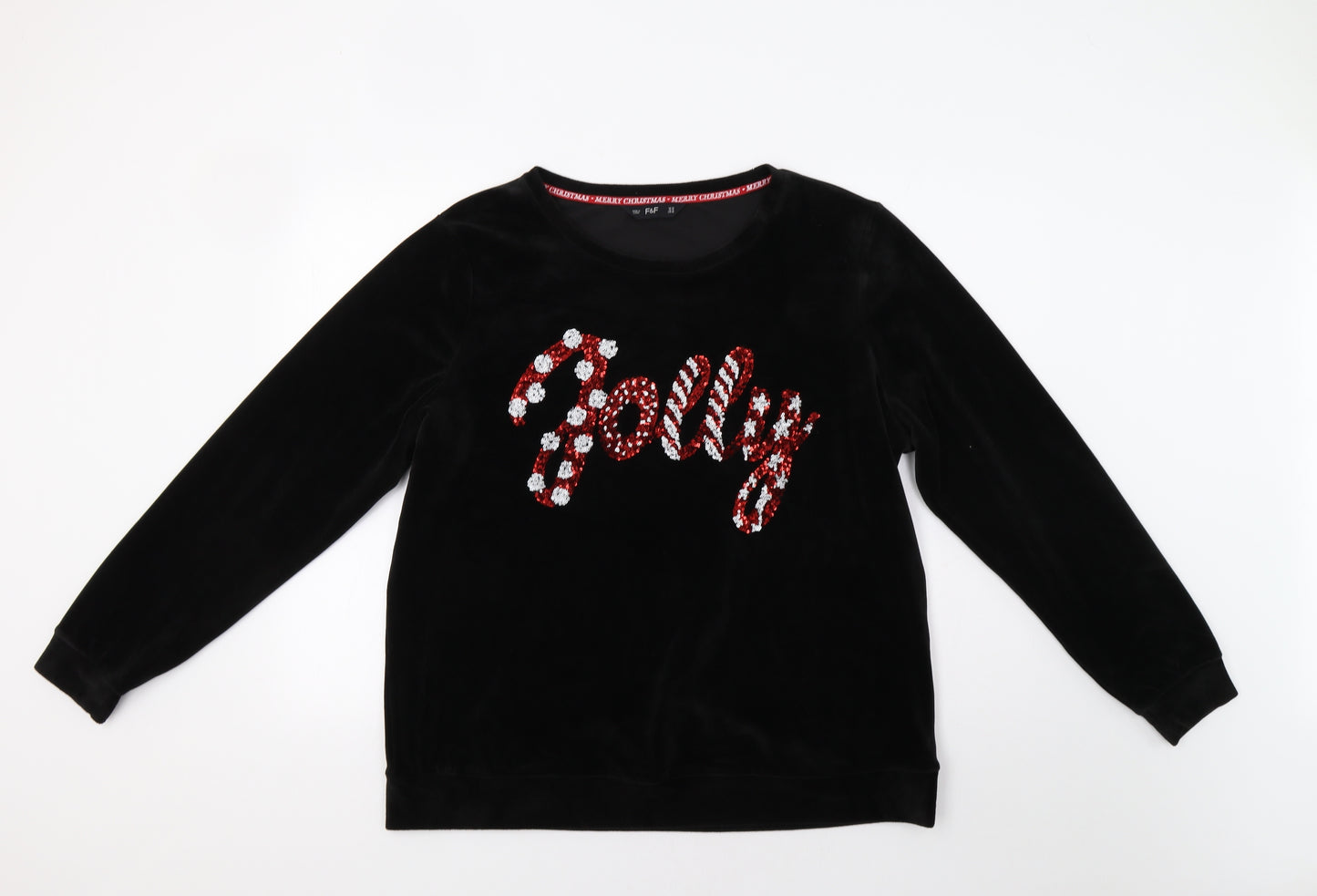F&F Womens Black   Pullover Sweatshirt Size 20  - Jolly Christmas