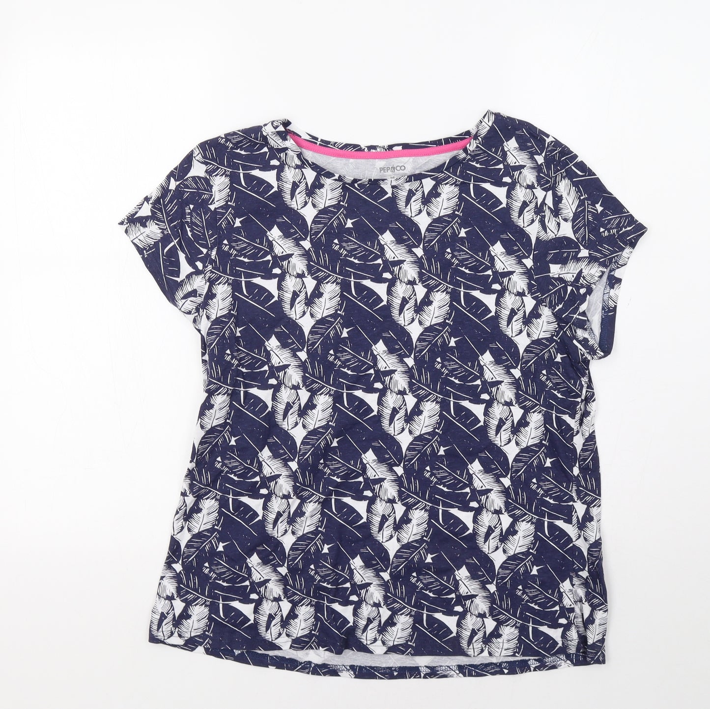 Pep&Co Womens Blue Floral  Basic T-Shirt Size 16