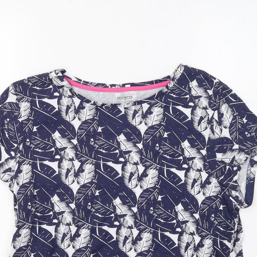 Pep&Co Womens Blue Floral  Basic T-Shirt Size 16