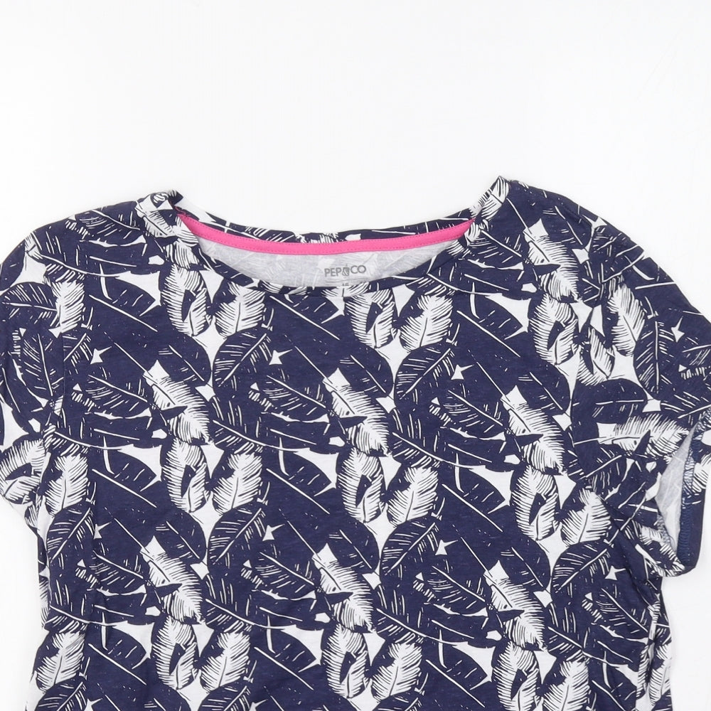 Pep&Co Womens Blue Floral  Basic T-Shirt Size 16