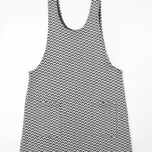 Primark Womens Grey Geometric  Pinafore/Dungaree Dress  Size 12