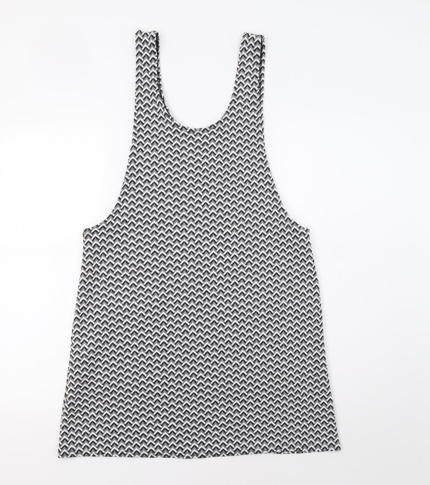 Primark Womens Grey Geometric  Pinafore/Dungaree Dress  Size 12