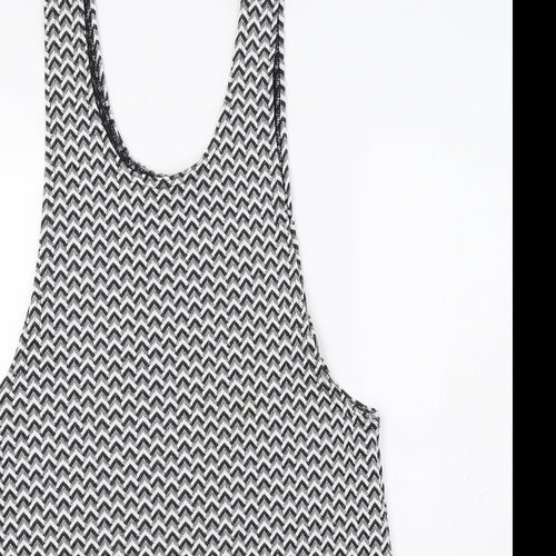 Primark Womens Grey Geometric  Pinafore/Dungaree Dress  Size 12