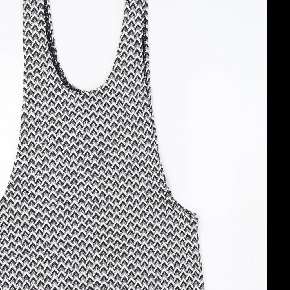 Primark Womens Grey Geometric  Pinafore/Dungaree Dress  Size 12
