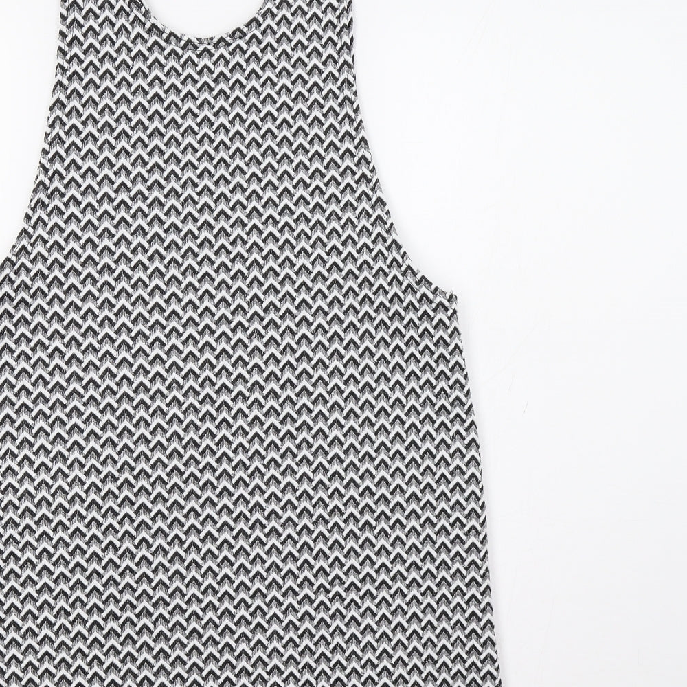 Primark Womens Grey Geometric  Pinafore/Dungaree Dress  Size 12