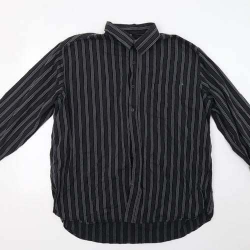 Legend Mens Black Striped   Button-Up Size 2XL