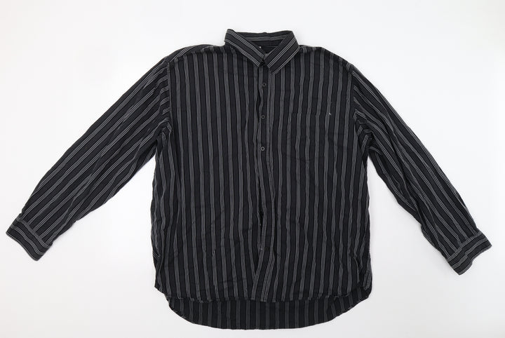 Legend Mens Black Striped   Button-Up Size 2XL