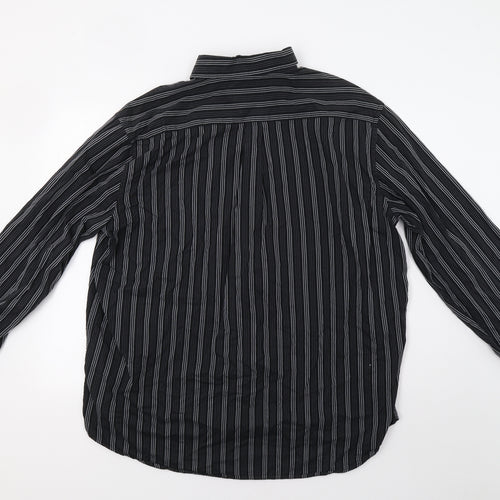 Legend Mens Black Striped   Button-Up Size 2XL