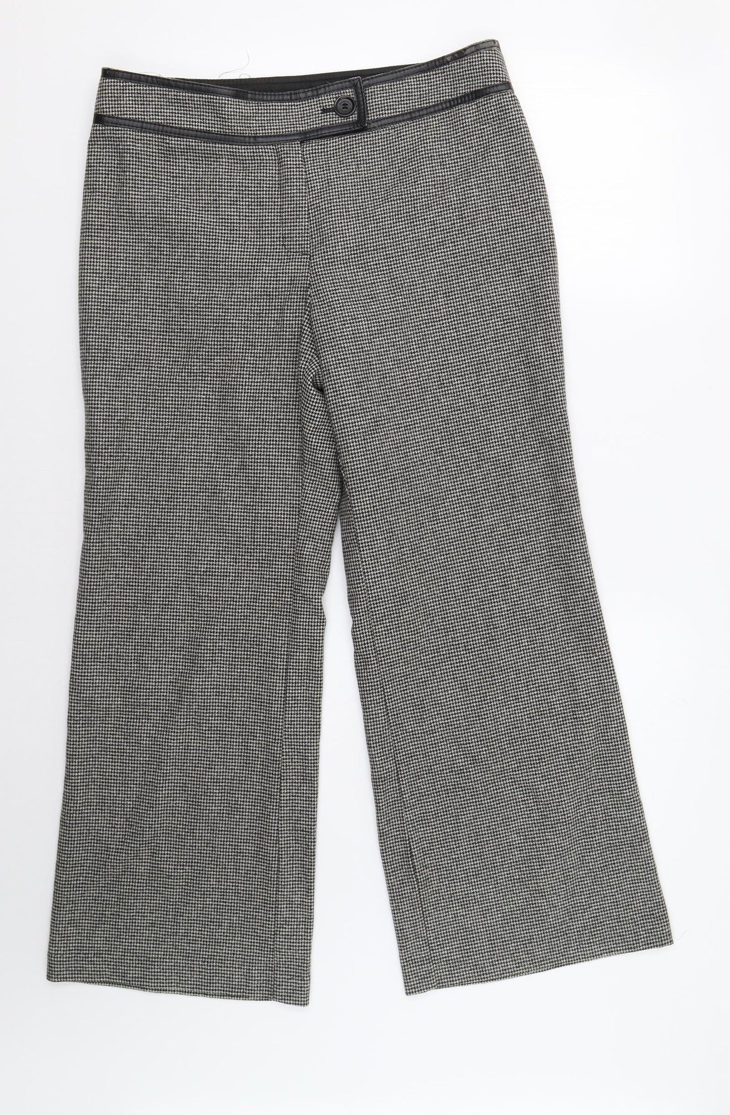 M&S Womens Grey Houndstooth  Trousers  Size 14 L27 in