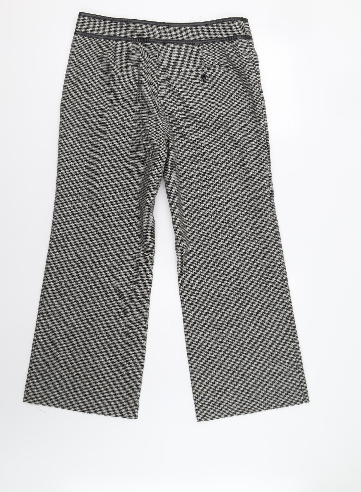 M&S Womens Grey Houndstooth  Trousers  Size 14 L27 in