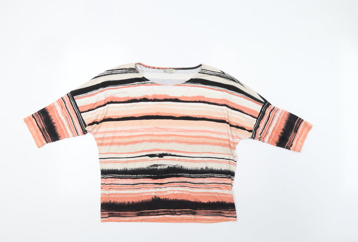 M&Co Womens Pink Striped Basic Blouse Size 16