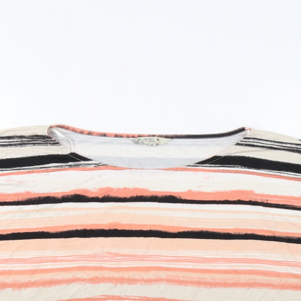 M&Co Womens Pink Striped  Basic Blouse Size 16