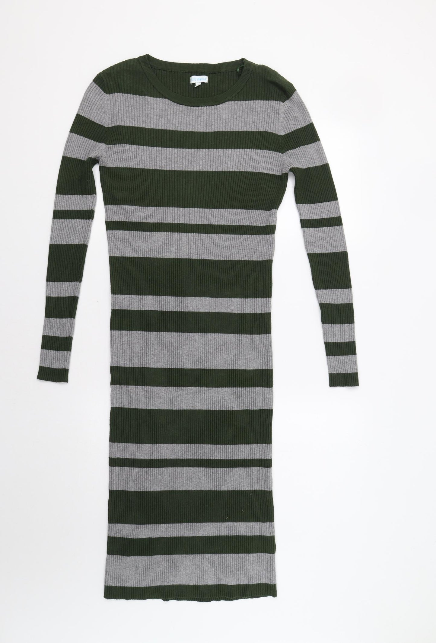 Blue Va Womens Green Striped  Jumper Dress  Size L