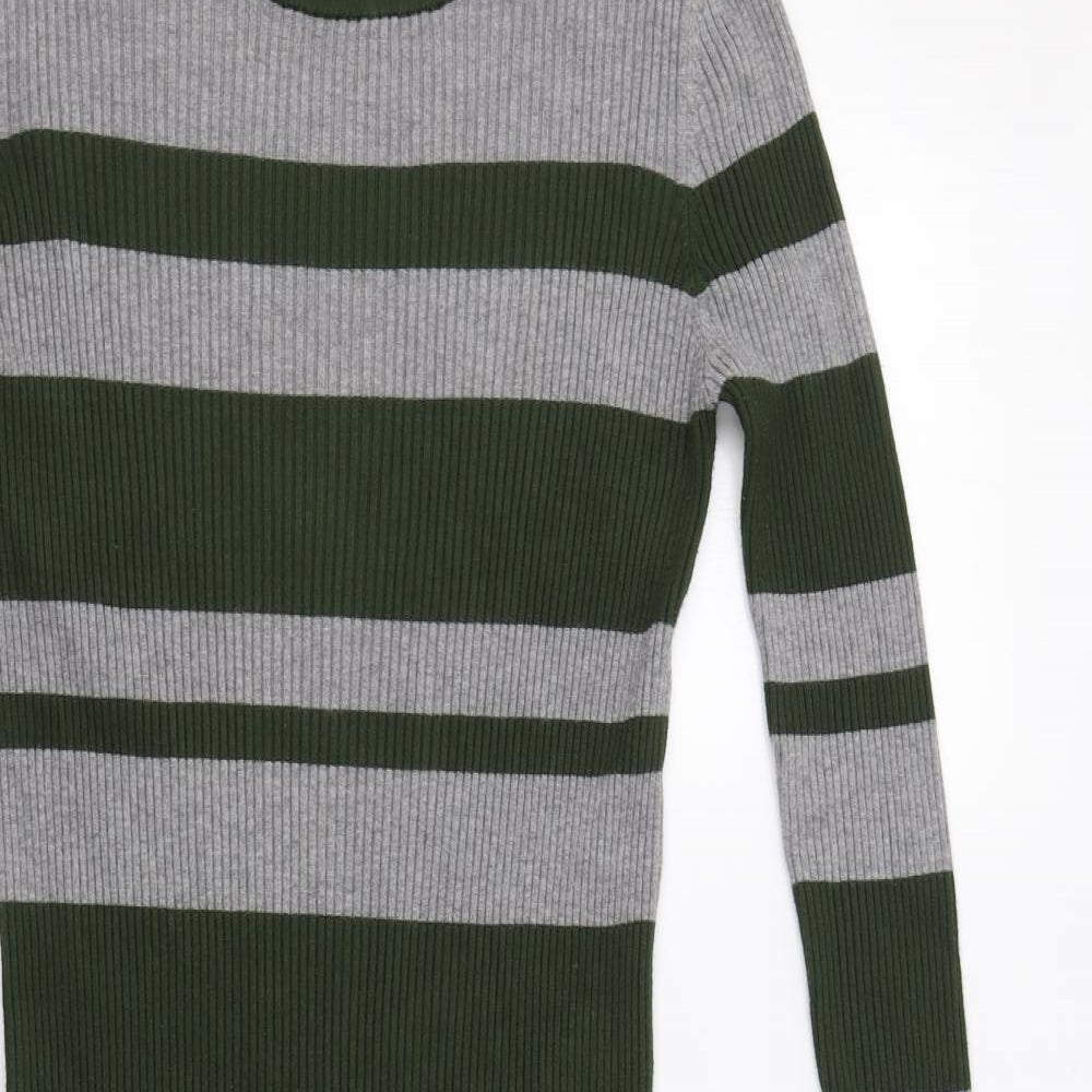 Blue Va Womens Green Striped  Jumper Dress  Size L