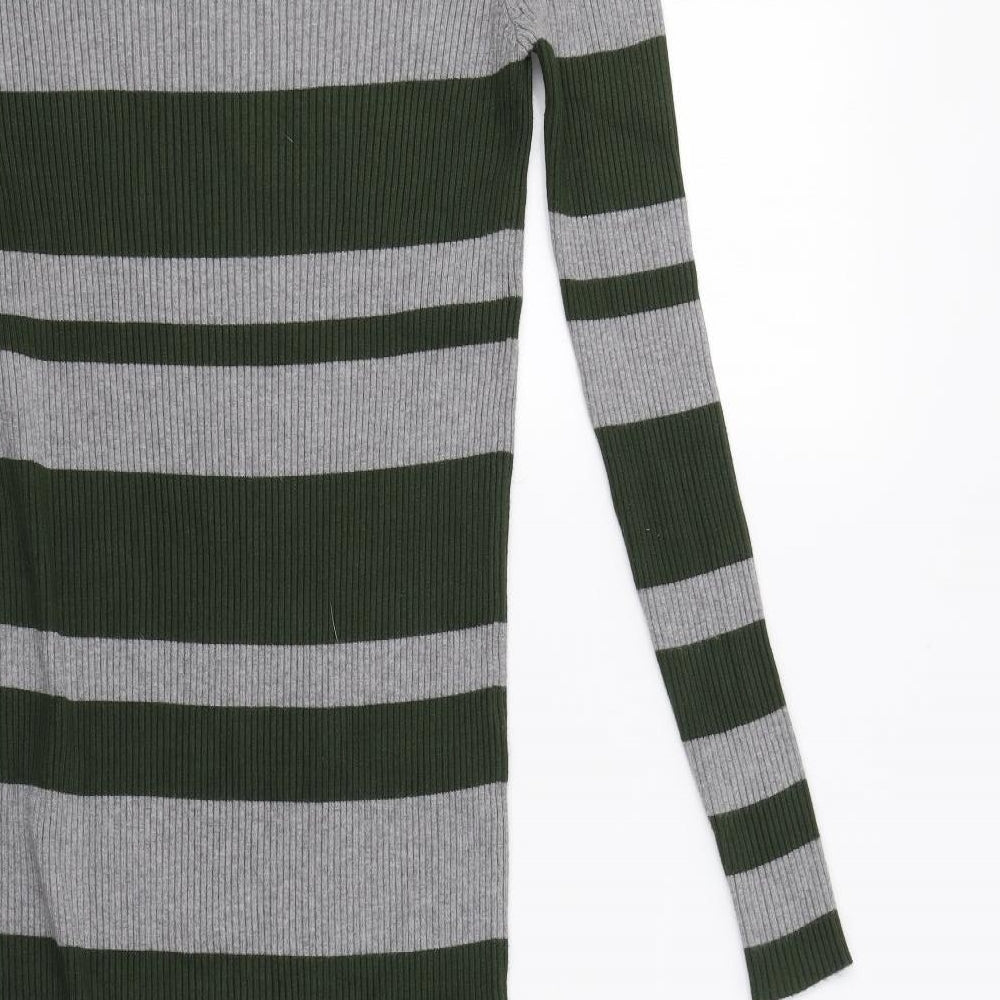 Blue Va Womens Green Striped  Jumper Dress  Size L