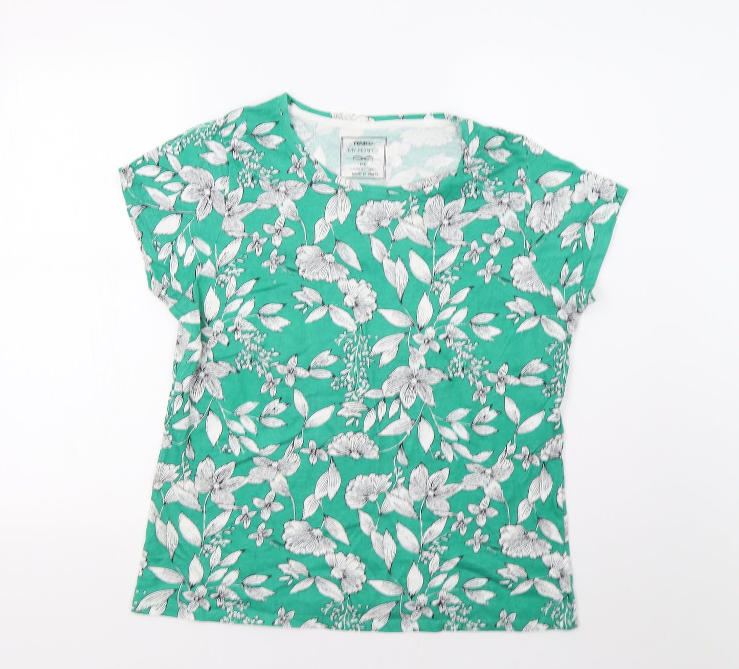 Pep&Co Womens Green Floral  Basic Polo Size 16