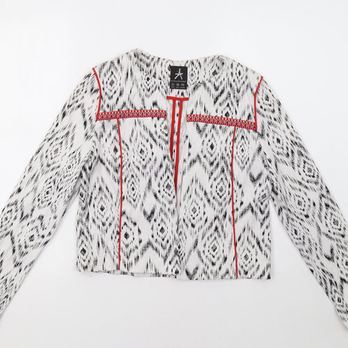 Primark Womens White Geometric  Jacket Blazer Size 8