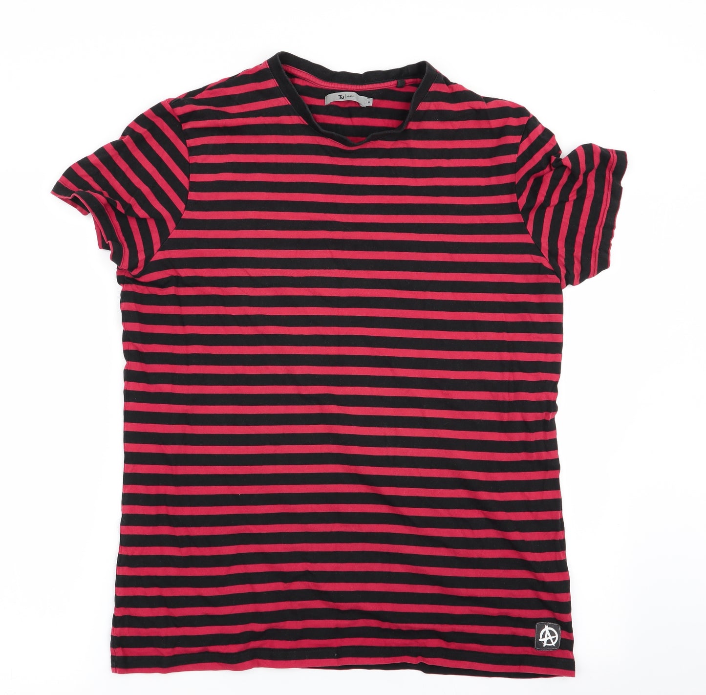 TU Mens Black Striped   T-Shirt Size M