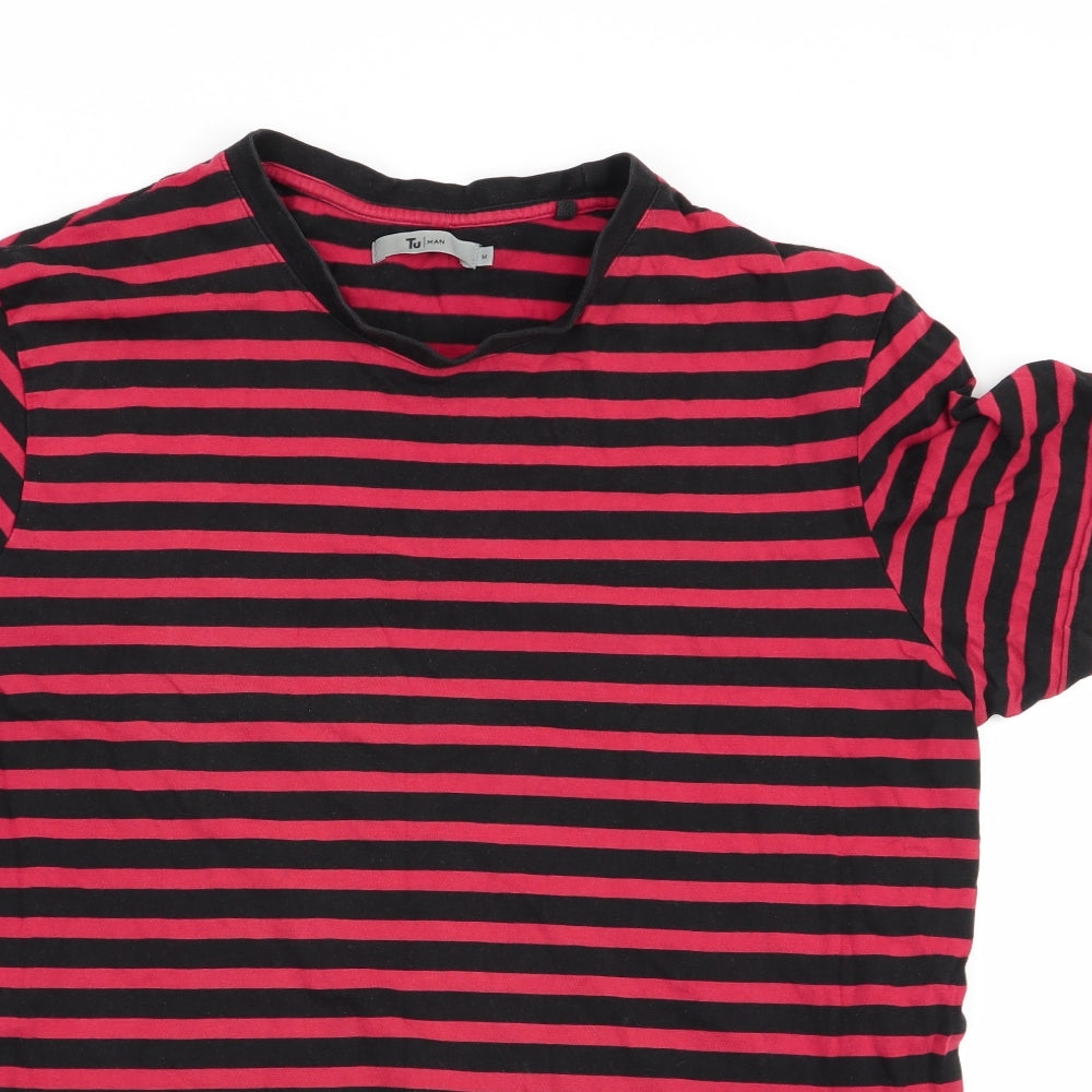 TU Mens Black Striped   T-Shirt Size M