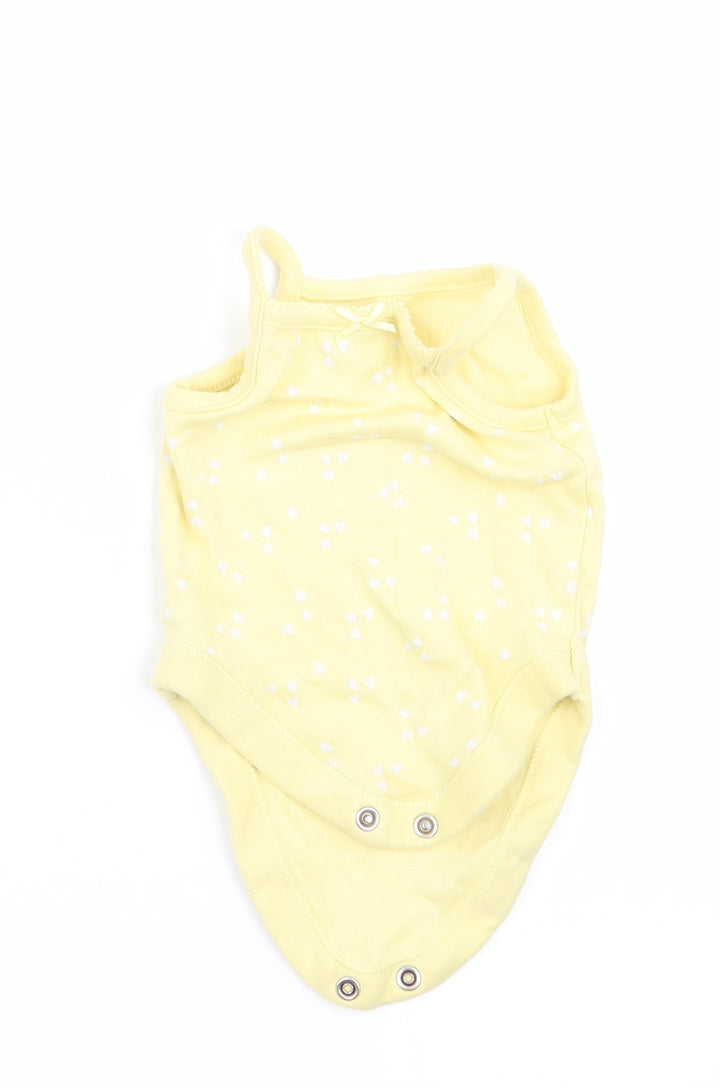George Girls Yellow Romper One-Piece Size Newborn - Heart Print