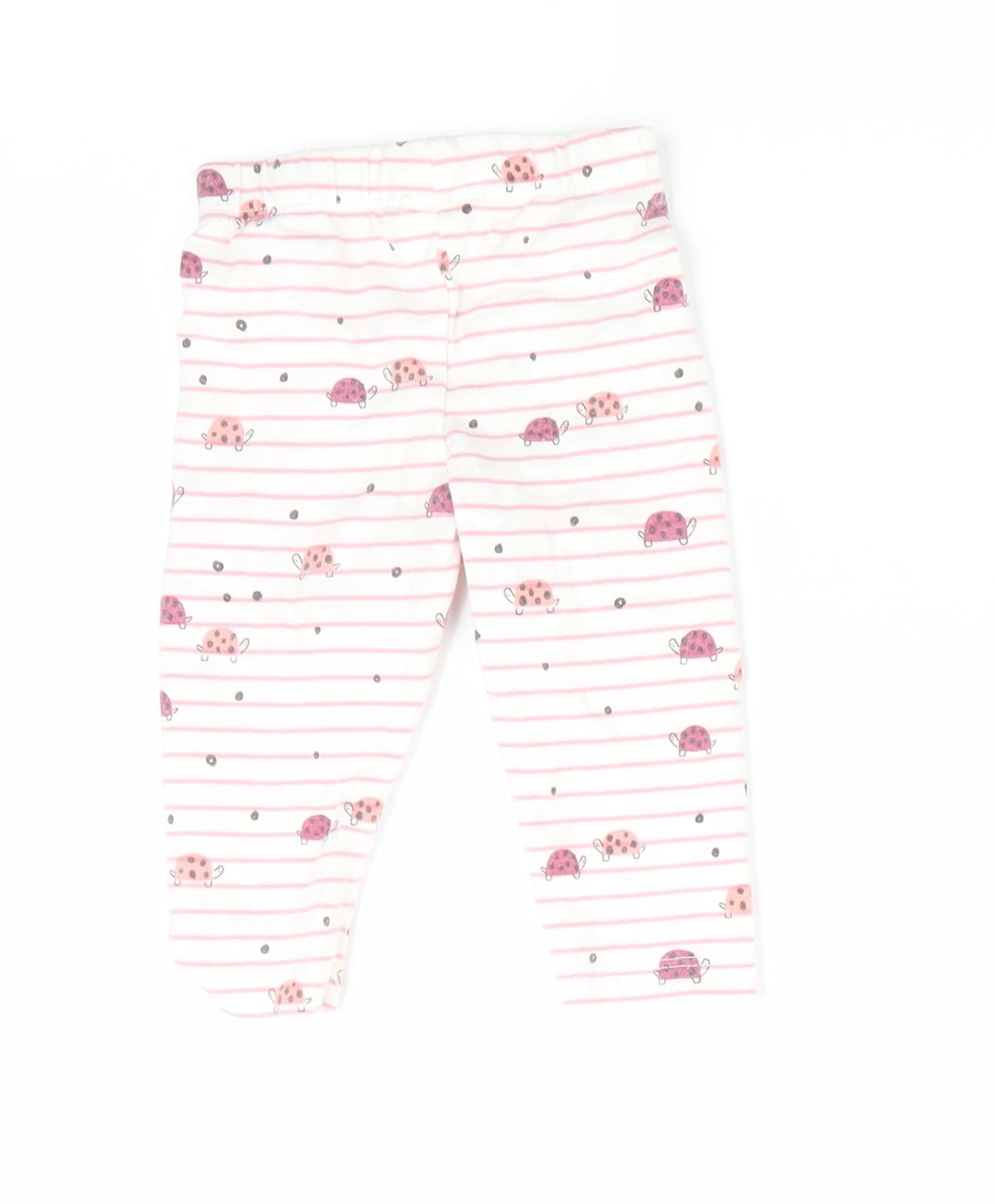 Fred & Flo Girls Pink Animal Print  Jogger Leggings Size 0-3 Months  - lady bird print