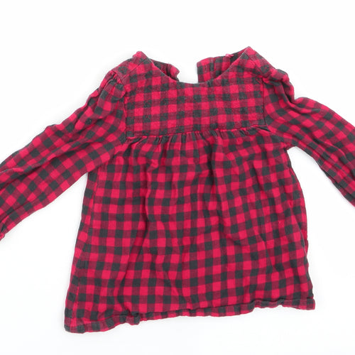 TU Girls Red Check  Fit & Flare  Size 6-9 Months