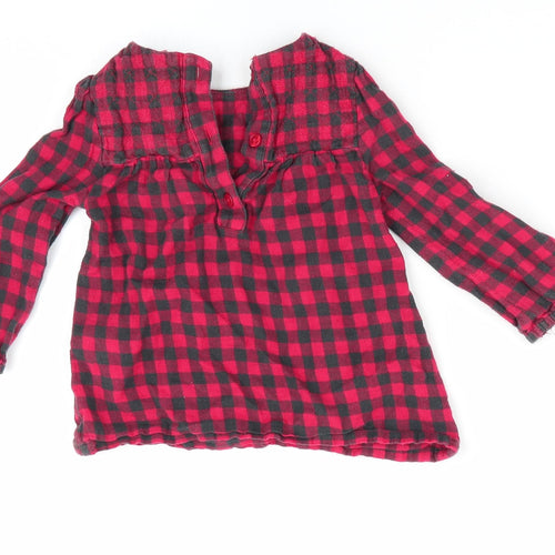 TU Girls Red Check  Fit & Flare  Size 6-9 Months