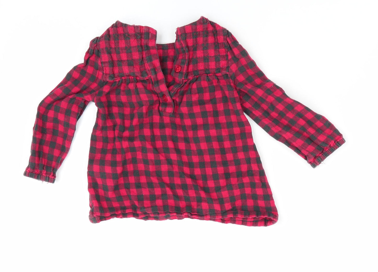 TU Girls Red Check  Fit & Flare  Size 6-9 Months
