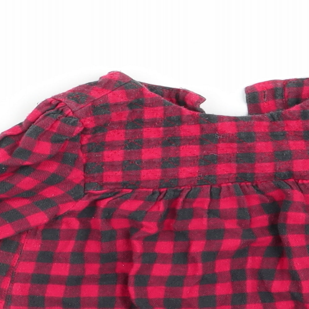 TU Girls Red Check  Fit & Flare  Size 6-9 Months