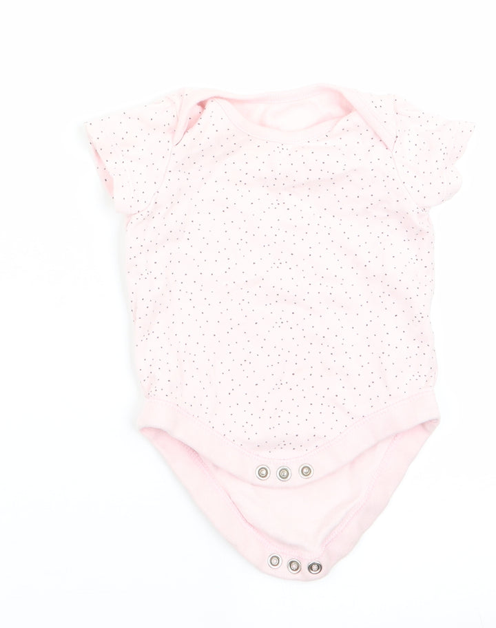 Florence and Fred Girls Pink Polka Dot  Romper One-Piece Size 0-3 Months