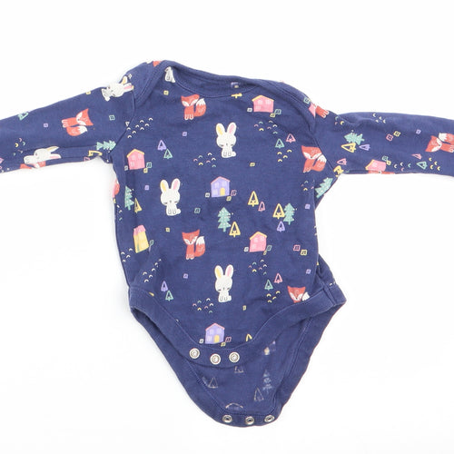 Florence and Fred Girls Blue Animal Print  Romper One-Piece Size 0-3 Months  - Rabbit Print