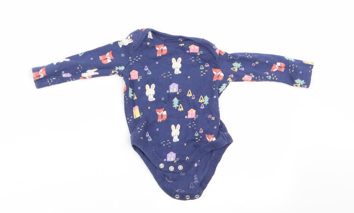 Florence and Fred Girls Blue Animal Print  Romper One-Piece Size 0-3 Months  - Rabbit Print