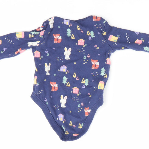 Florence and Fred Girls Blue Animal Print  Romper One-Piece Size 0-3 Months  - Rabbit Print