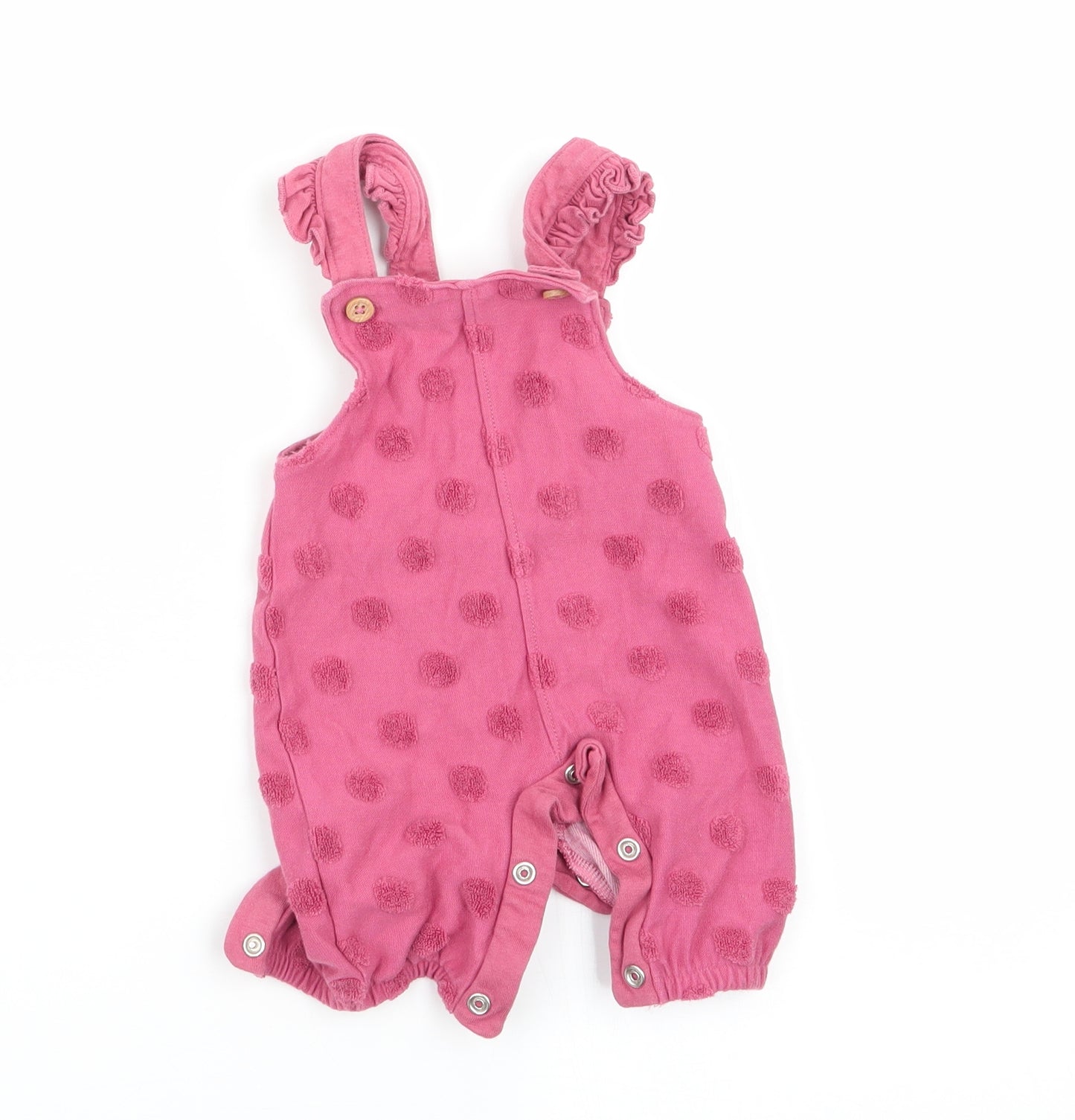 Florence and Fred Girls Pink Polka Dot  Dungaree One-Piece Size Newborn