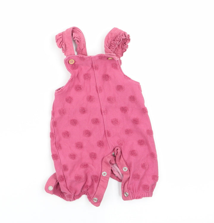Florence and Fred Girls Pink Polka Dot  Dungaree One-Piece Size Newborn