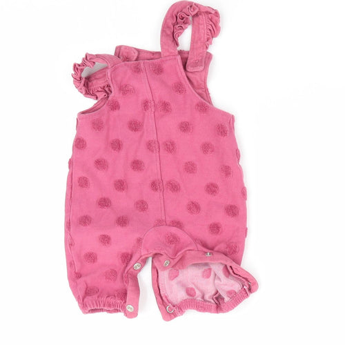 Florence and Fred Girls Pink Polka Dot  Dungaree One-Piece Size Newborn