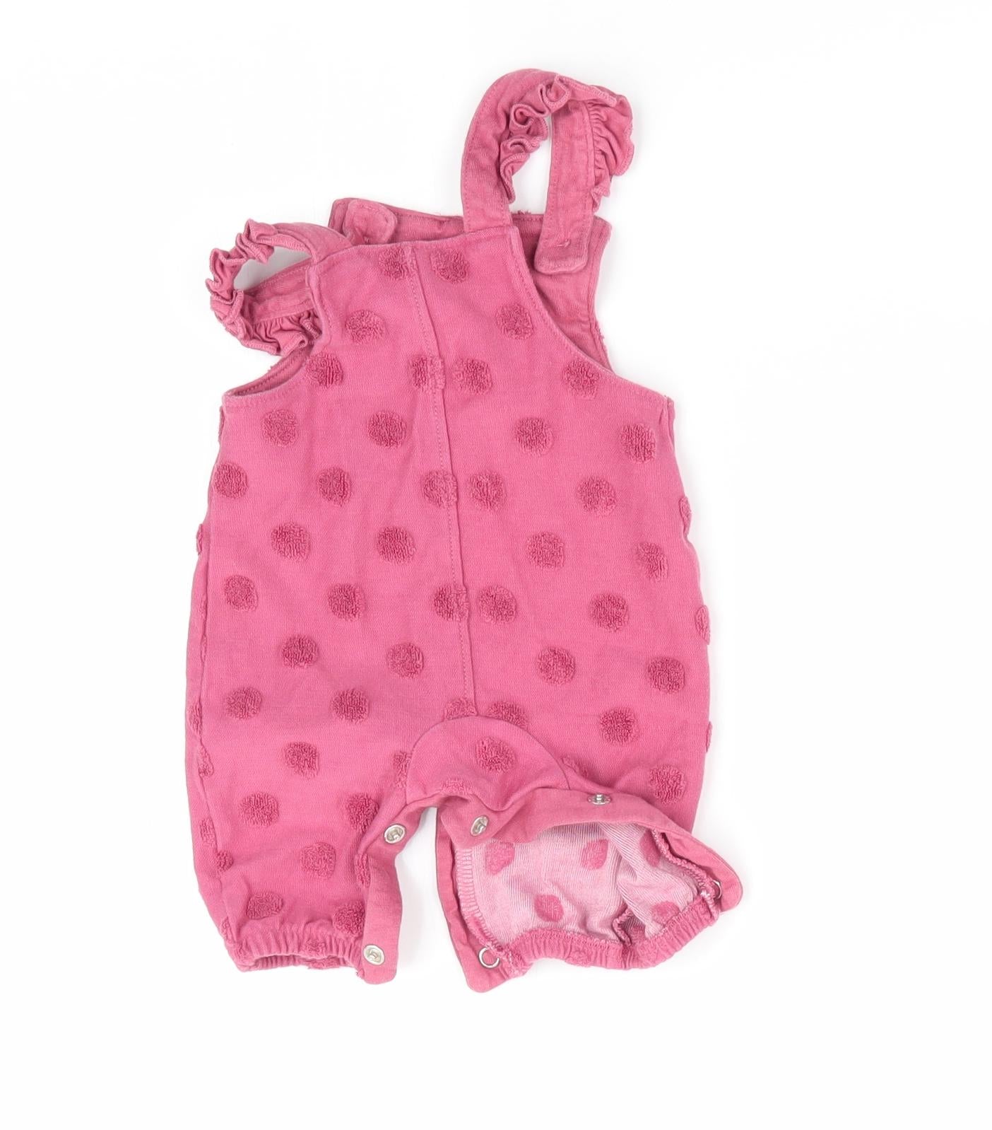Florence and Fred Girls Pink Polka Dot  Dungaree One-Piece Size Newborn