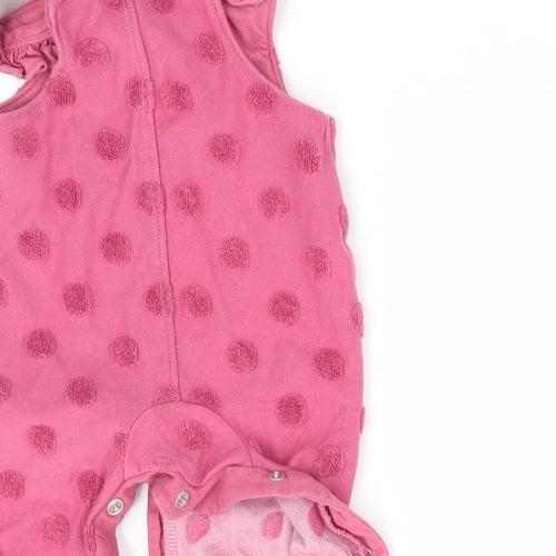 Florence and Fred Girls Pink Polka Dot  Dungaree One-Piece Size Newborn
