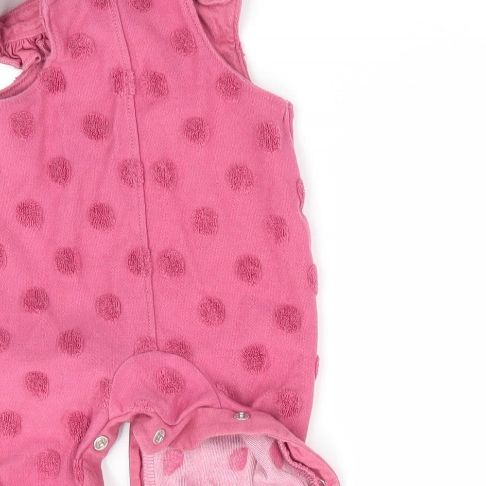 Florence and Fred Girls Pink Polka Dot  Dungaree One-Piece Size Newborn